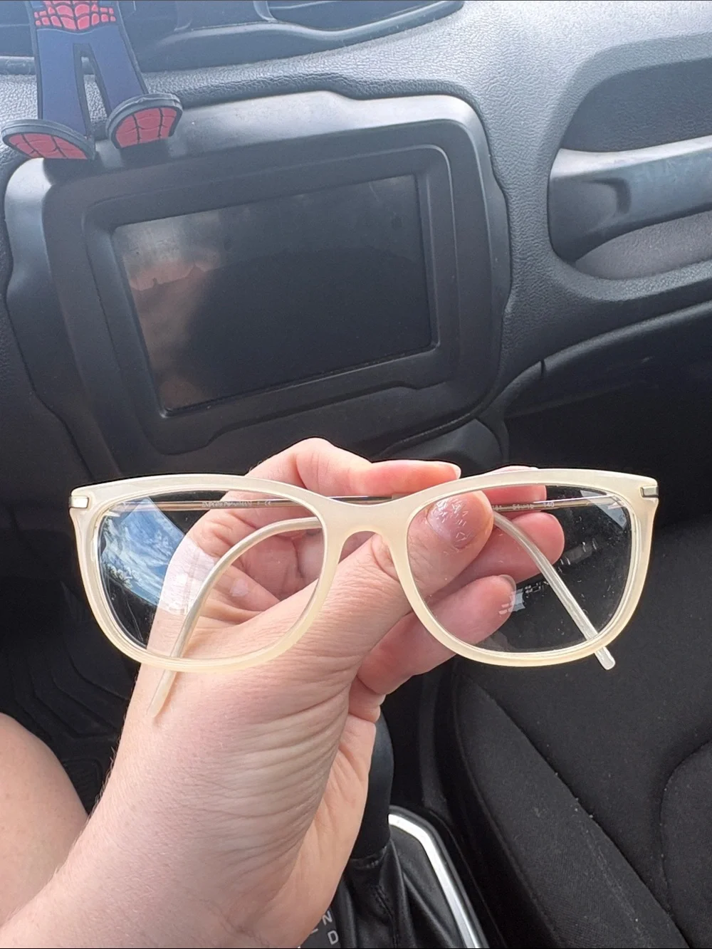Emporio Armani Cream Cat-Eye Glasses with prescription